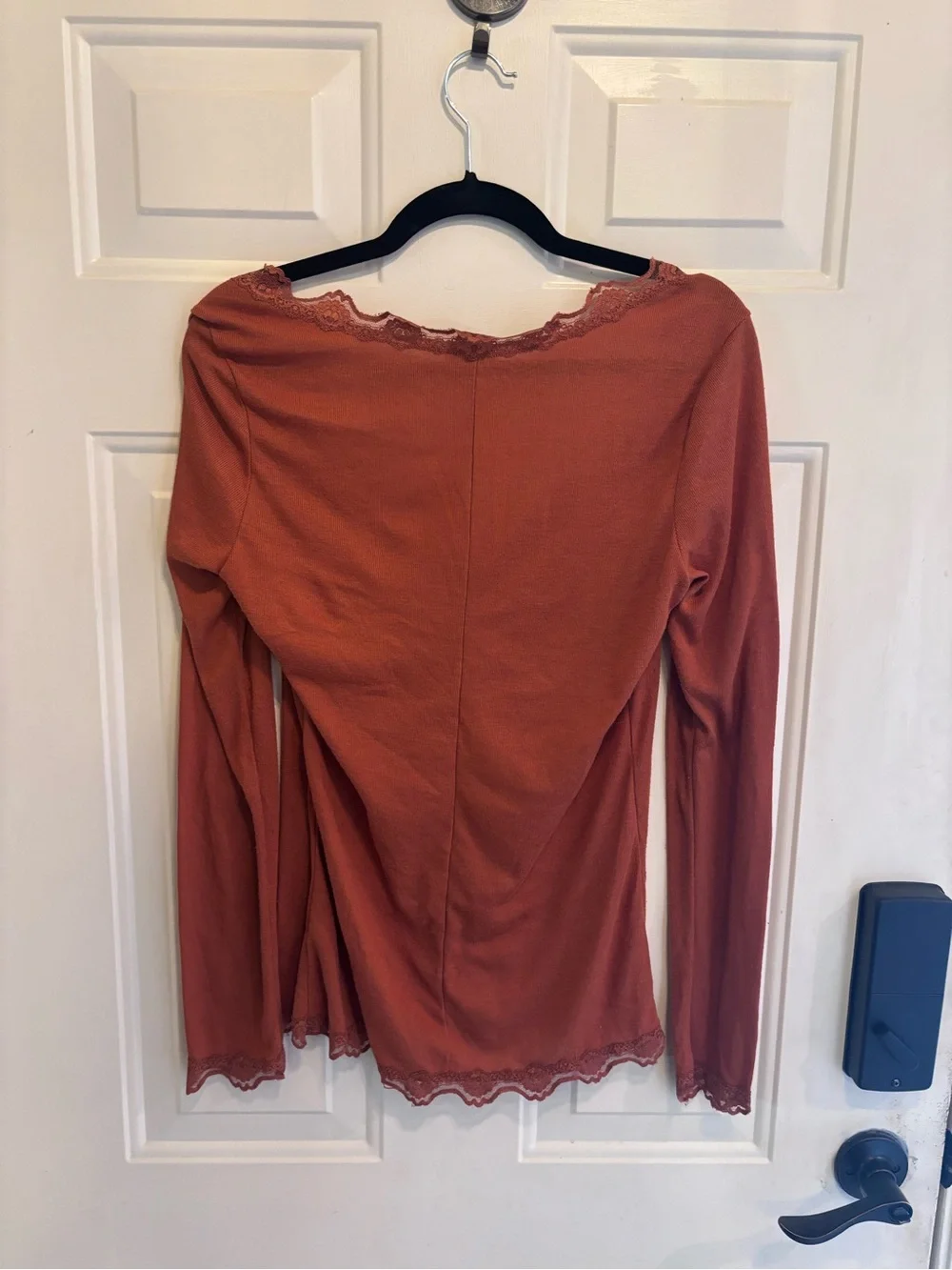 Free People Lace-Trim Long Sleeve Top - Rust - Picture 2 of 4
